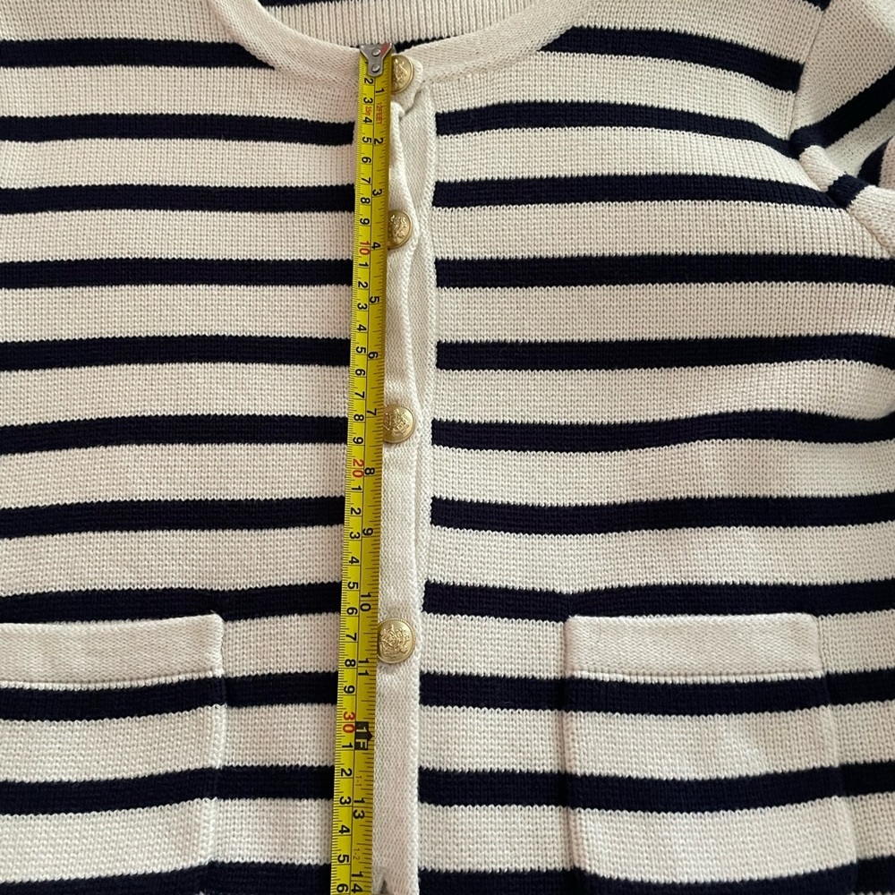 J. Crew Emelie Lady Sweater Navy and Cream Striped Sz Small - Picture 7 of 7